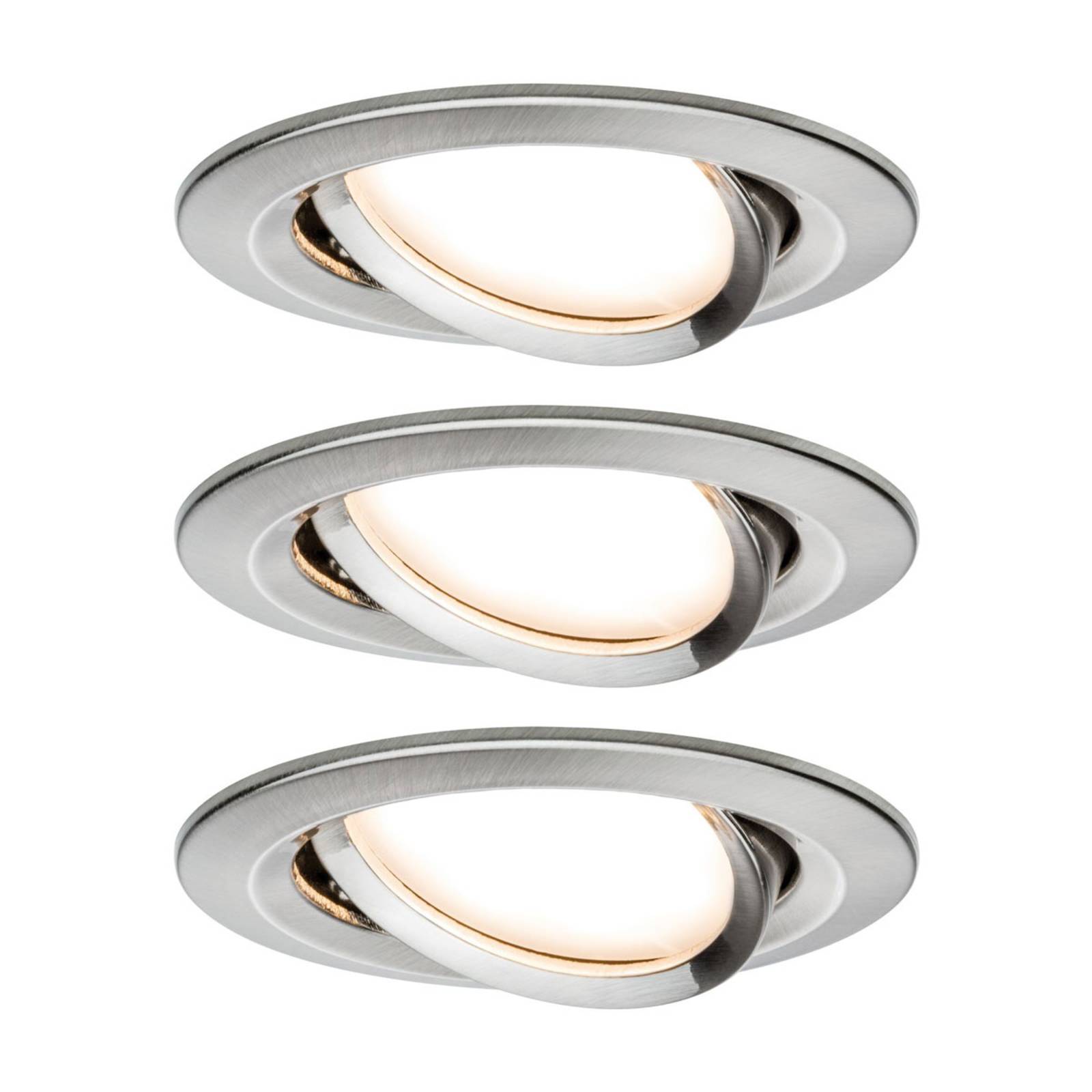 Paulmann Nova Coin 3-voudige spot, rond draaibaar, geborsteld ijzer – Lampen24