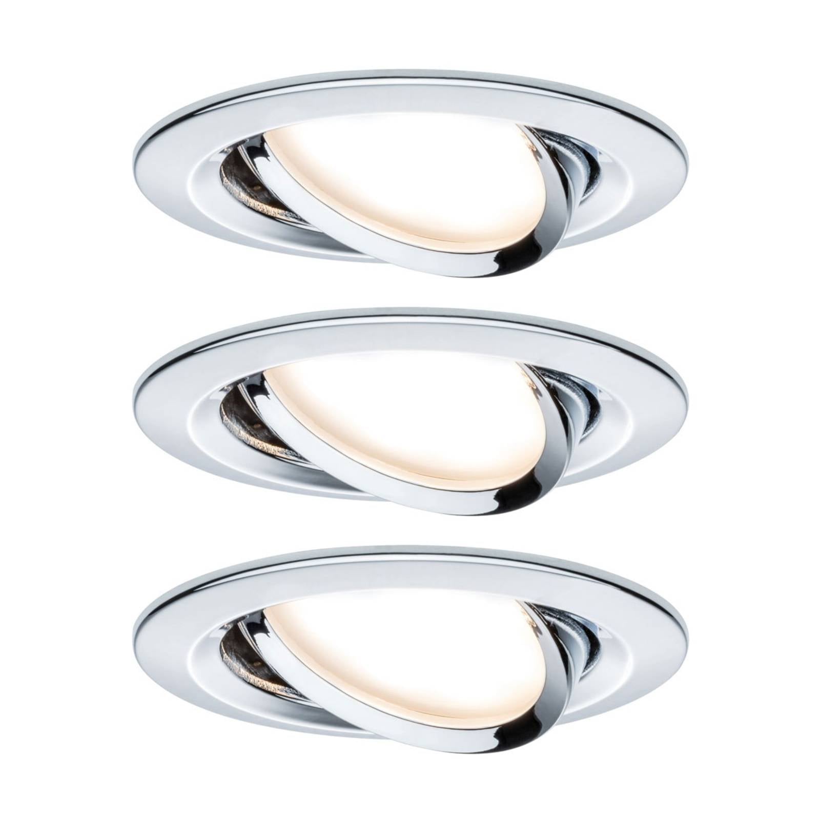 Paulmann Nova Coin 3-voudige spot, rond, draaibaar, chroom – Lampen24