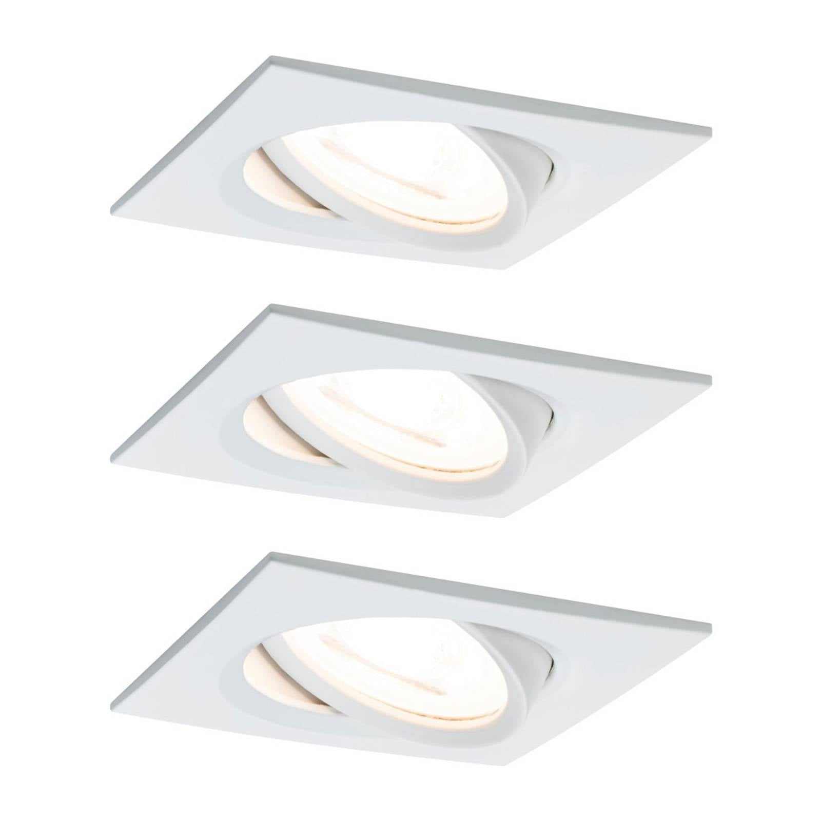Paulmann Nova Coin 3-voudige spot, hoekig, dimbaar, mat wit, 2.700 K – Lampen24