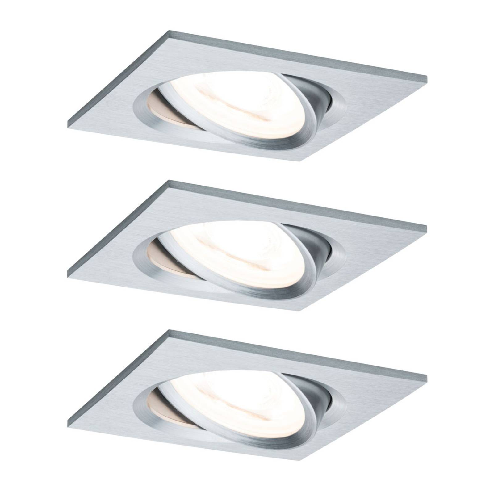 Paulmann Nova Coin 3-delige spot, hoekig, dimbaar, gedraaid aluminium, 2700 K – Lampen24