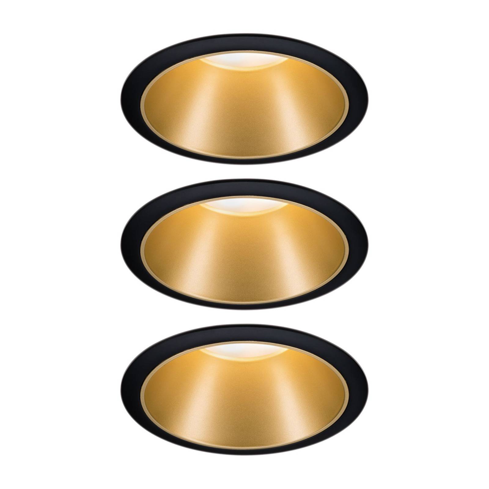 Paulmann Cole LED-spot, goud-zwart, set van 3 – Lampen24