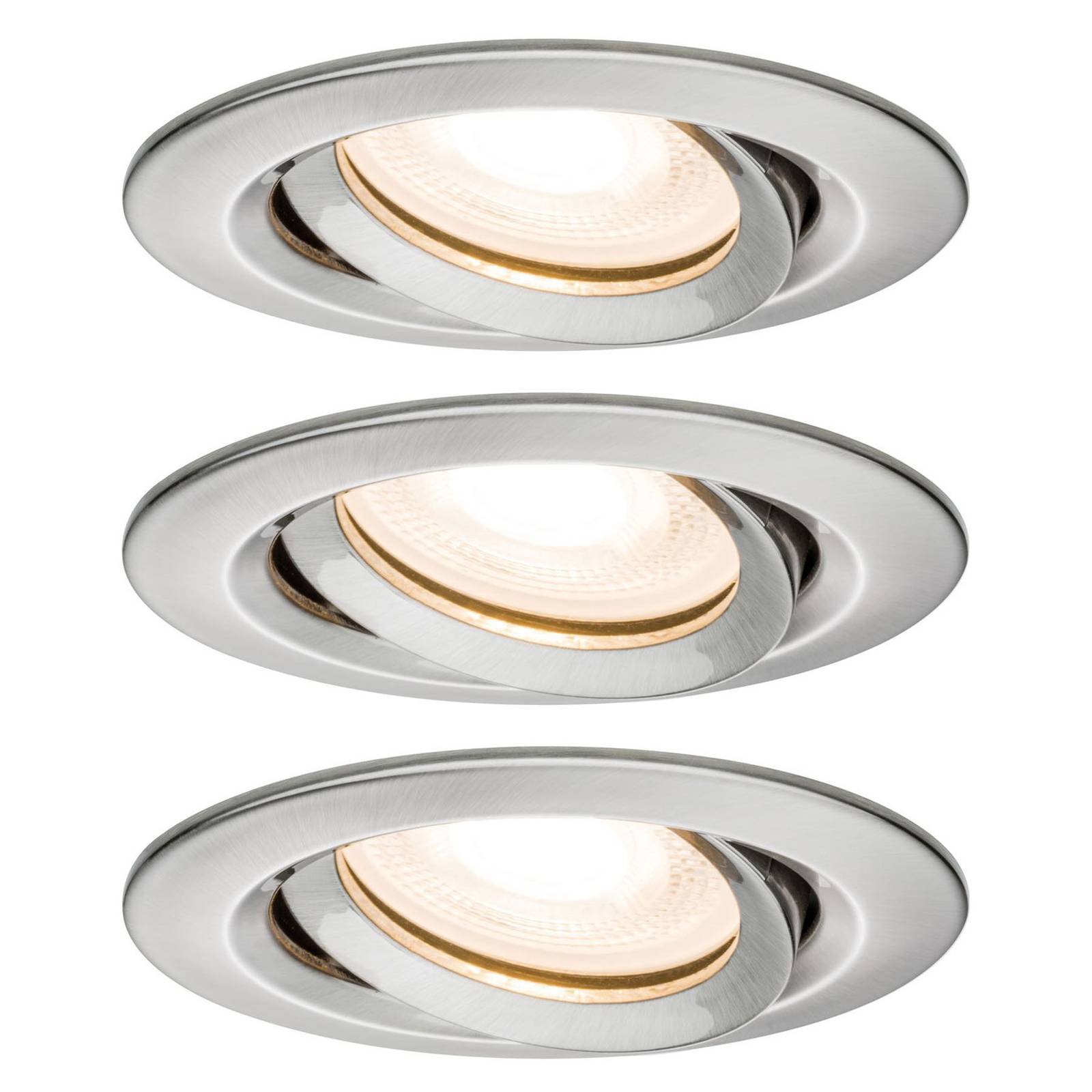 Paulmann inbouwspot Nova, set van 3, ijzer, dimbaar, IP65, 2.700 K – Lampen24