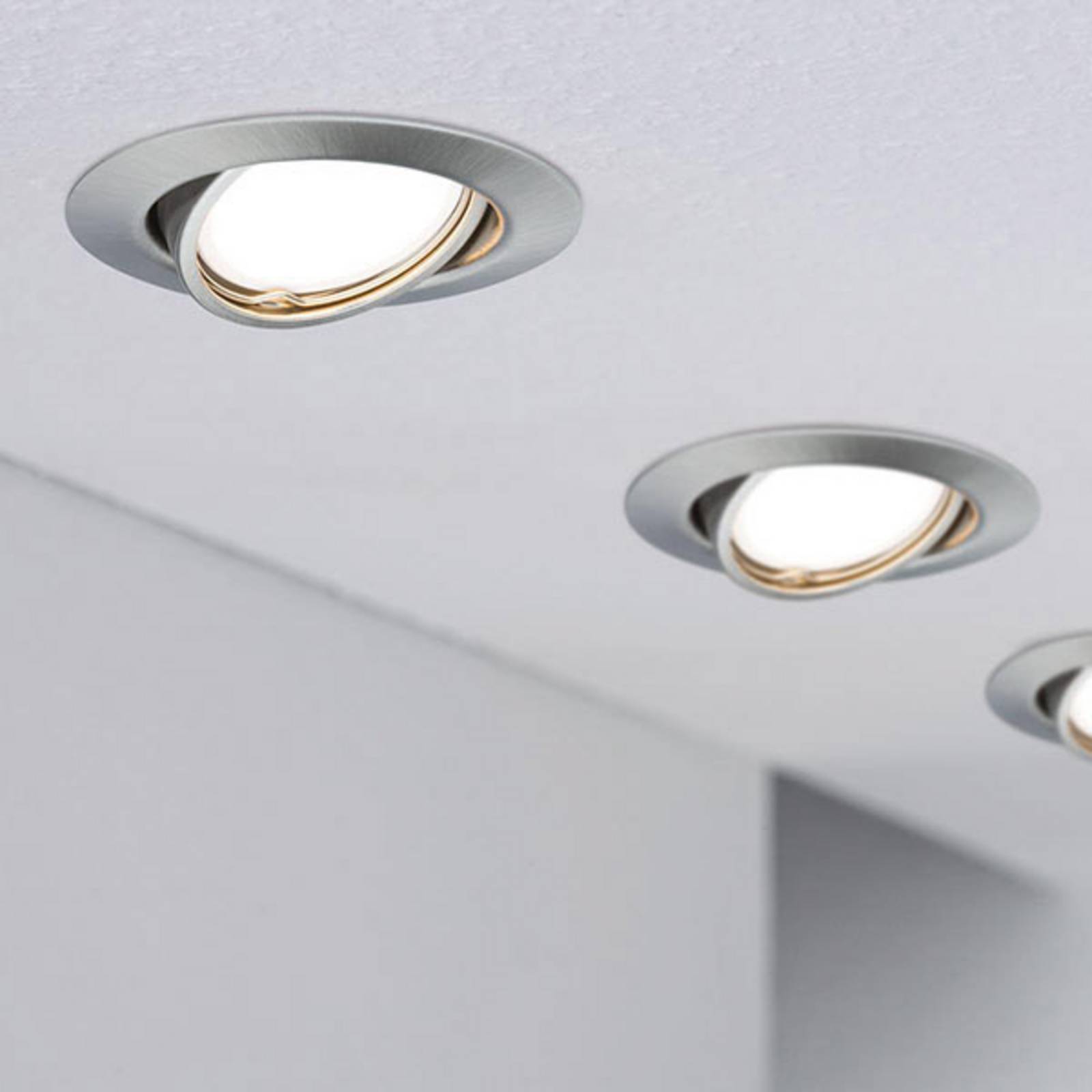 Paulmann Base inbouwspots in set van 10, ijzer – Lampen24