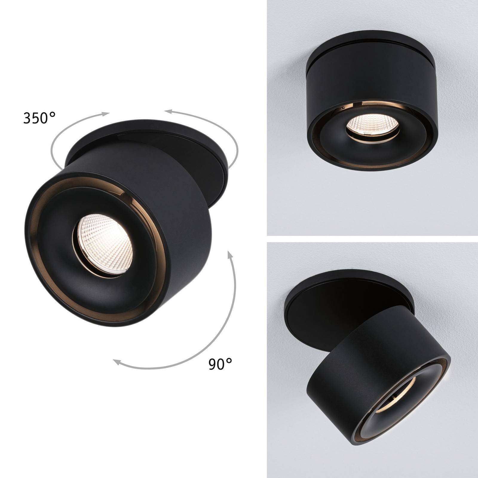 Paulmann Spircle LED inbouwlamp, mat zwart – Lampen24