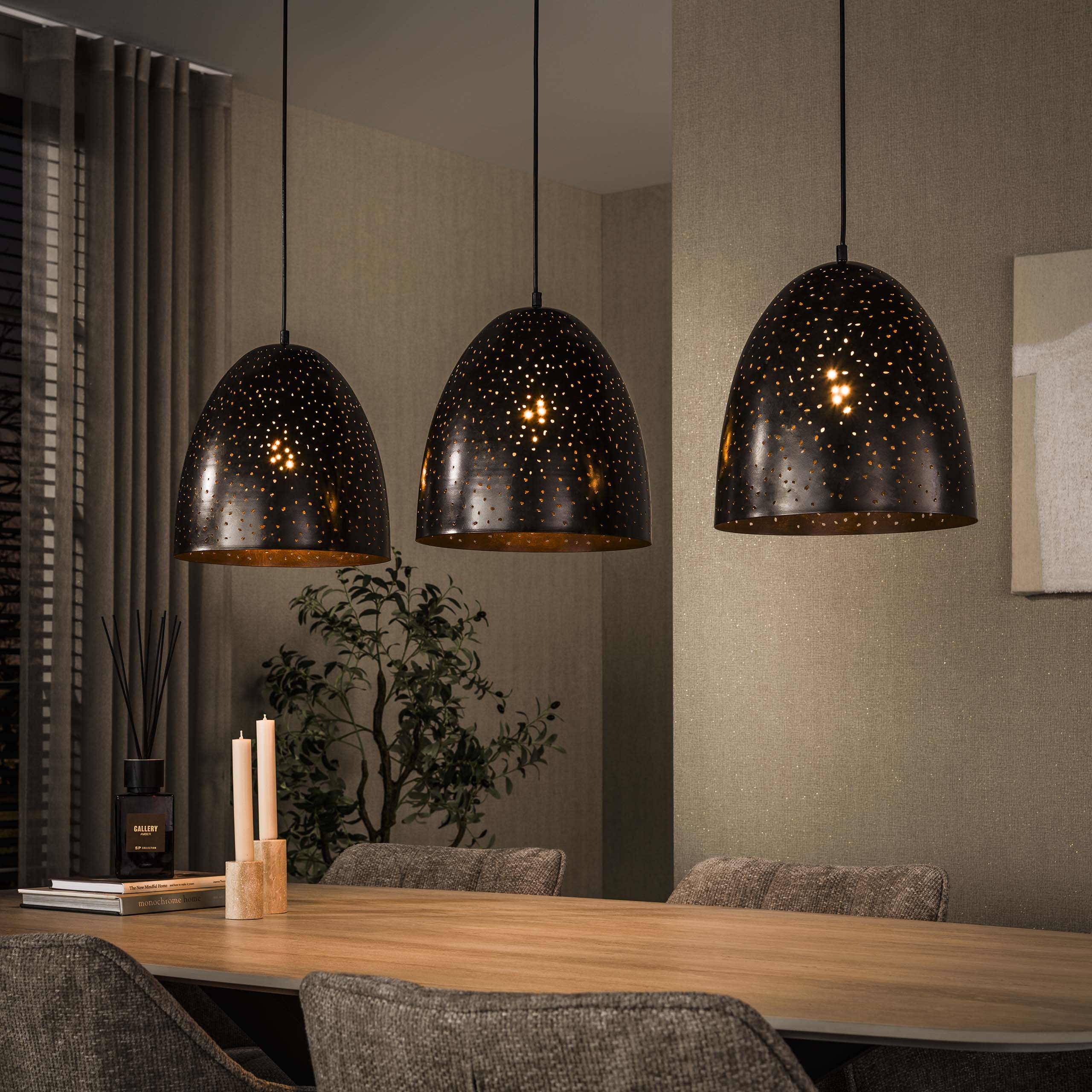 LifestyleFurn Hanglamp Marleigh 3-lamps - Urban Bruin
