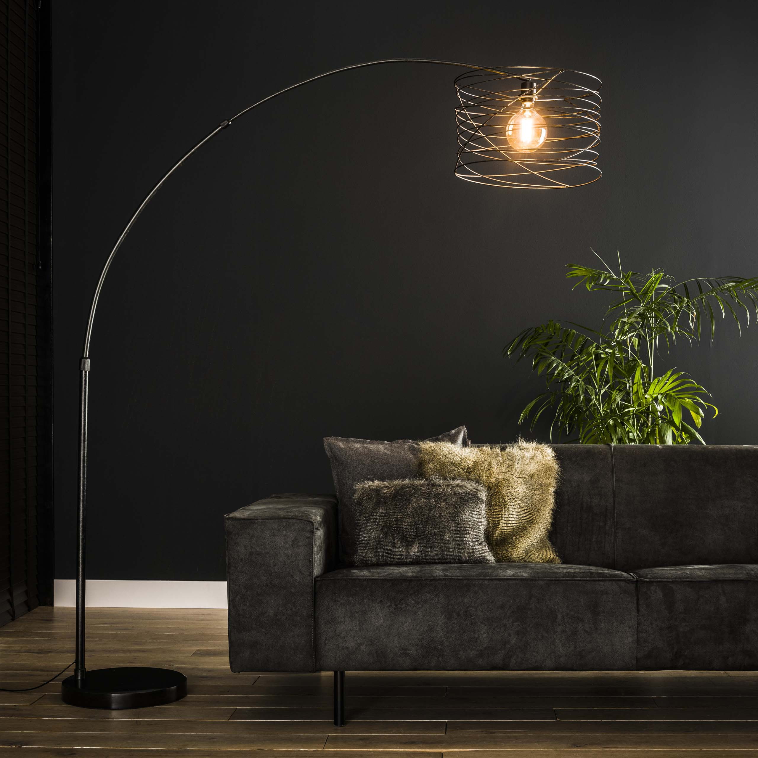 LifestyleFurn Vloerlamp Jacklynn Charcoal - Grijs