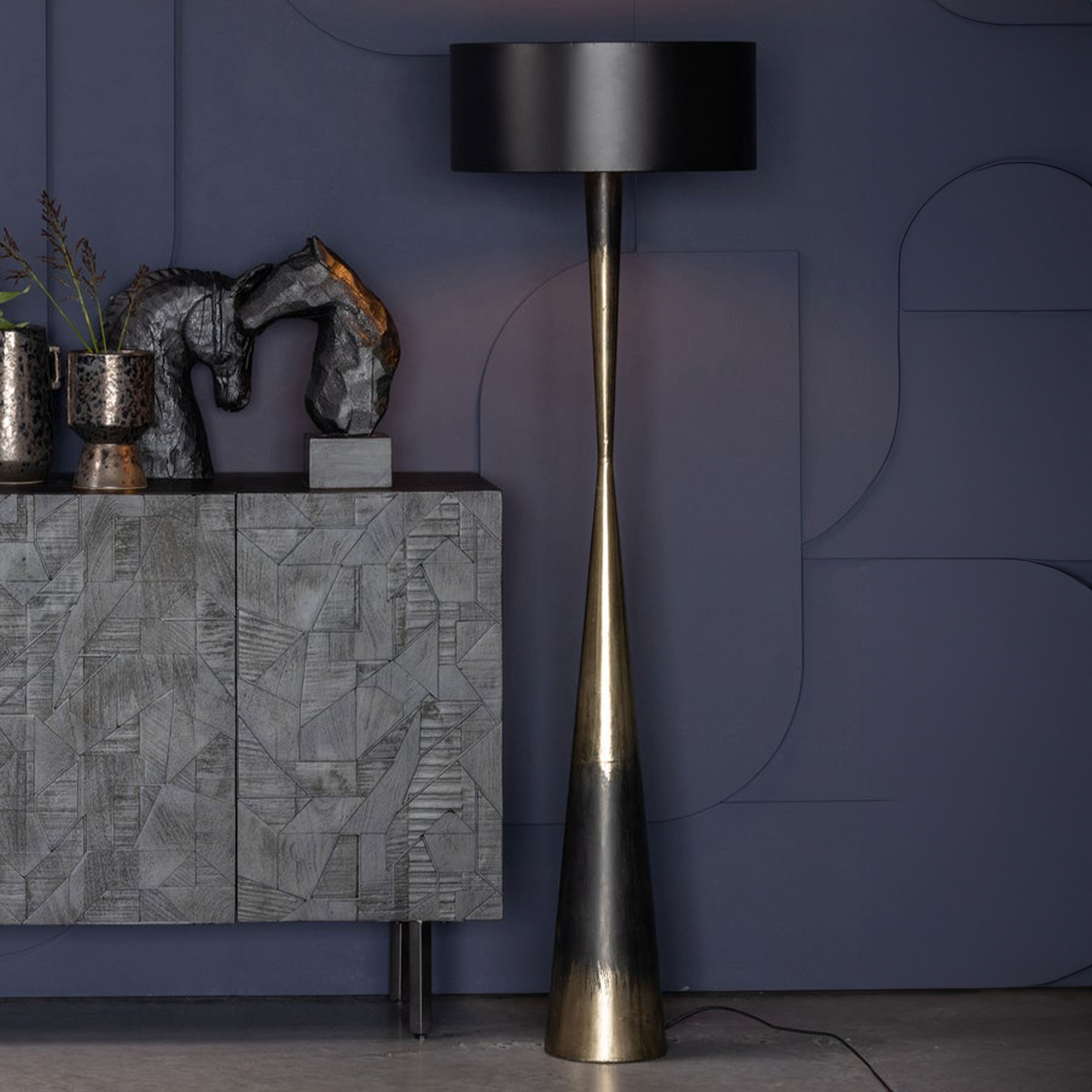 WOOOD Vloerlamp Blackout Too - Zwart - BePureHome