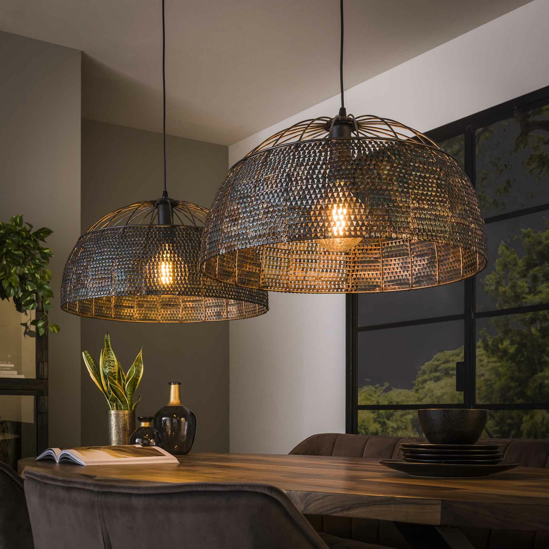 LifestyleFurn Hanglamp Goran 2-lamps - Zwart Bruin