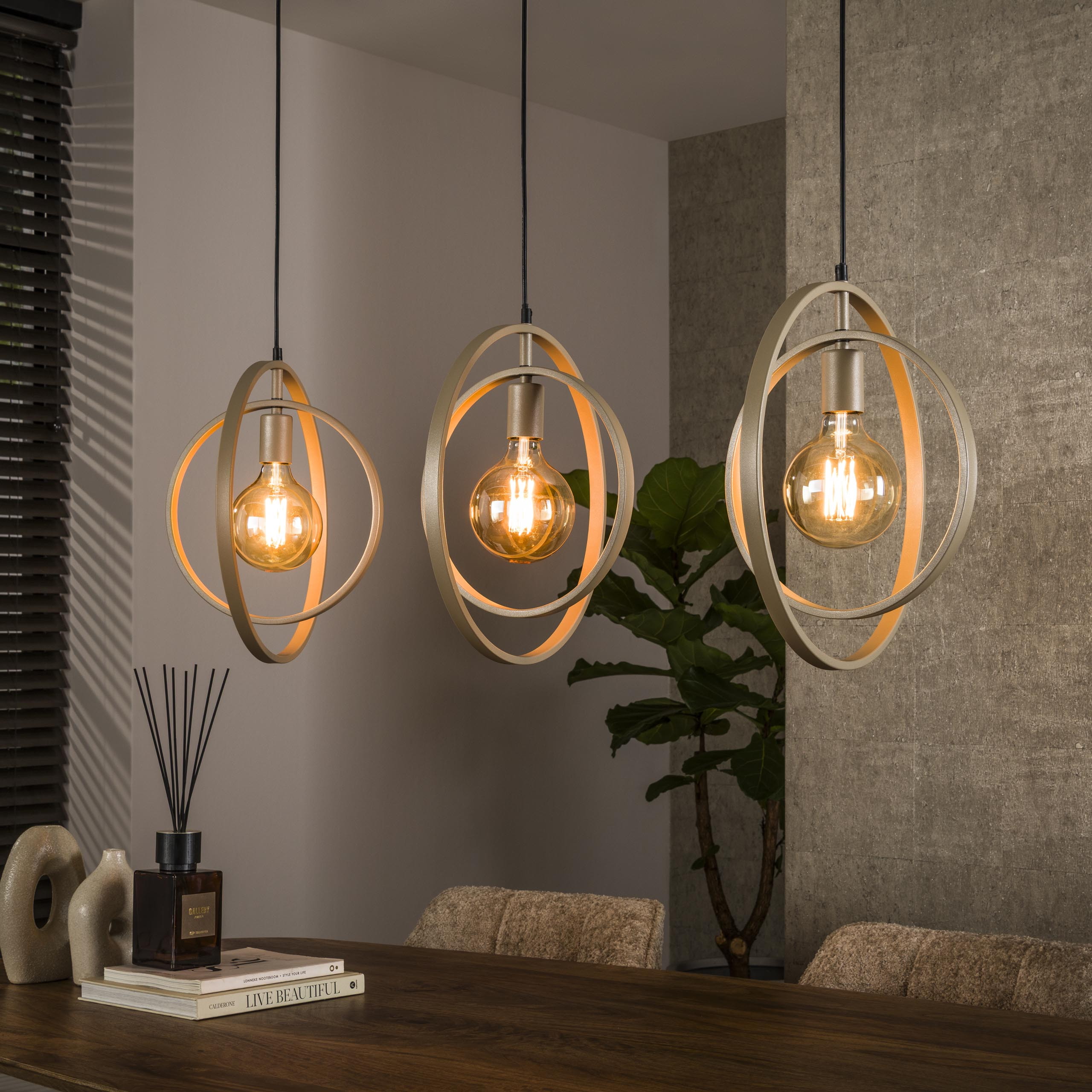 LifestyleFurn Hanglamp Tricia 3-lamps - Beige