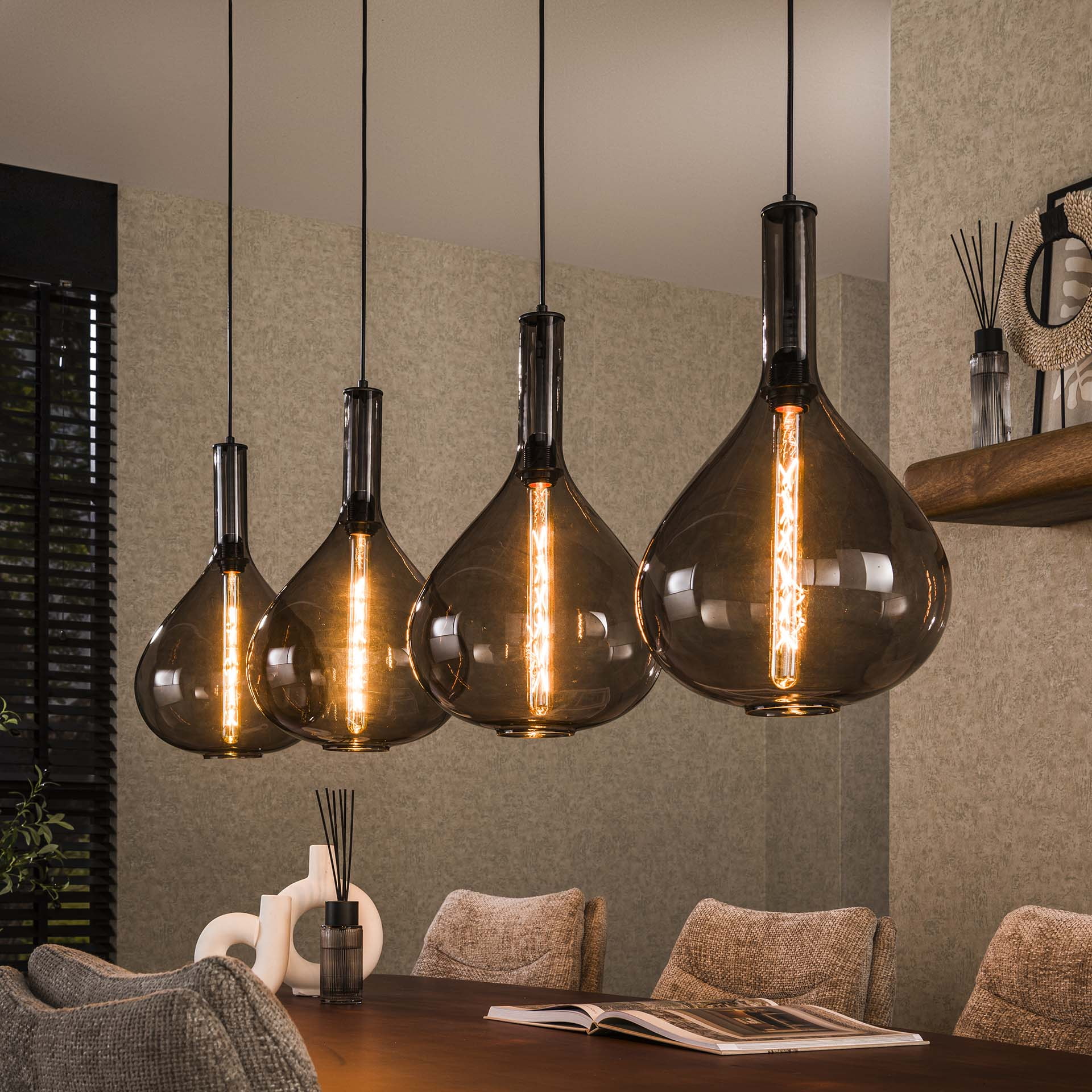 LifestyleFurn Hanglamp Suki Smoke glas
