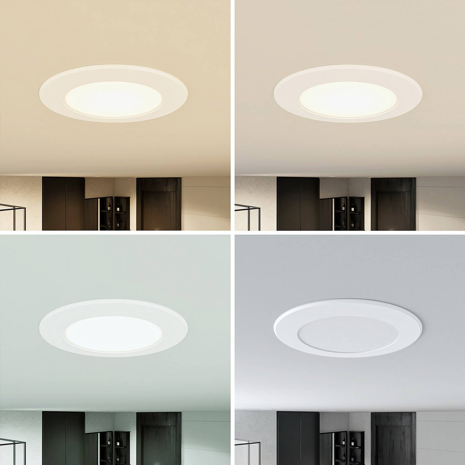 Prios LED inbouwspot Rida, wit. Ø 12 cm, CCT, IP44 – Lampen24