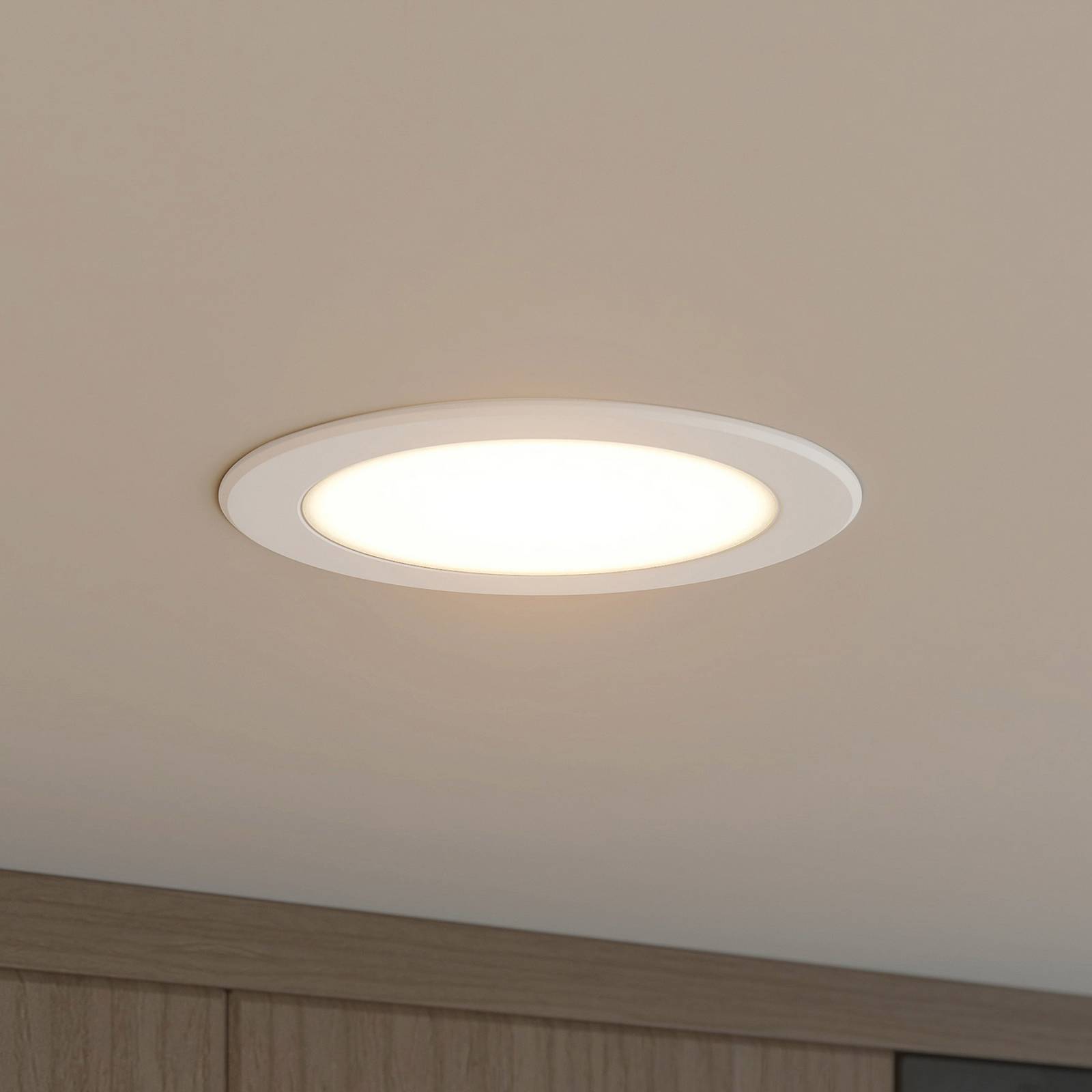 Prios LED inbouwspot Rida, wit. Ø 15 cm, CCT, IP44 – Lampen24