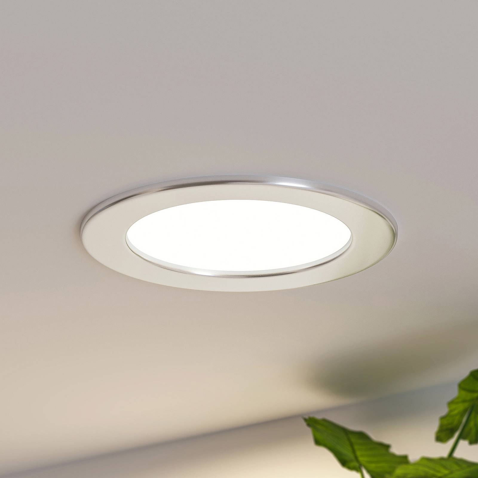 Prios LED inbouwlamp Cadance, zilver, 17 cm, CCT, IP44 – Lampen24