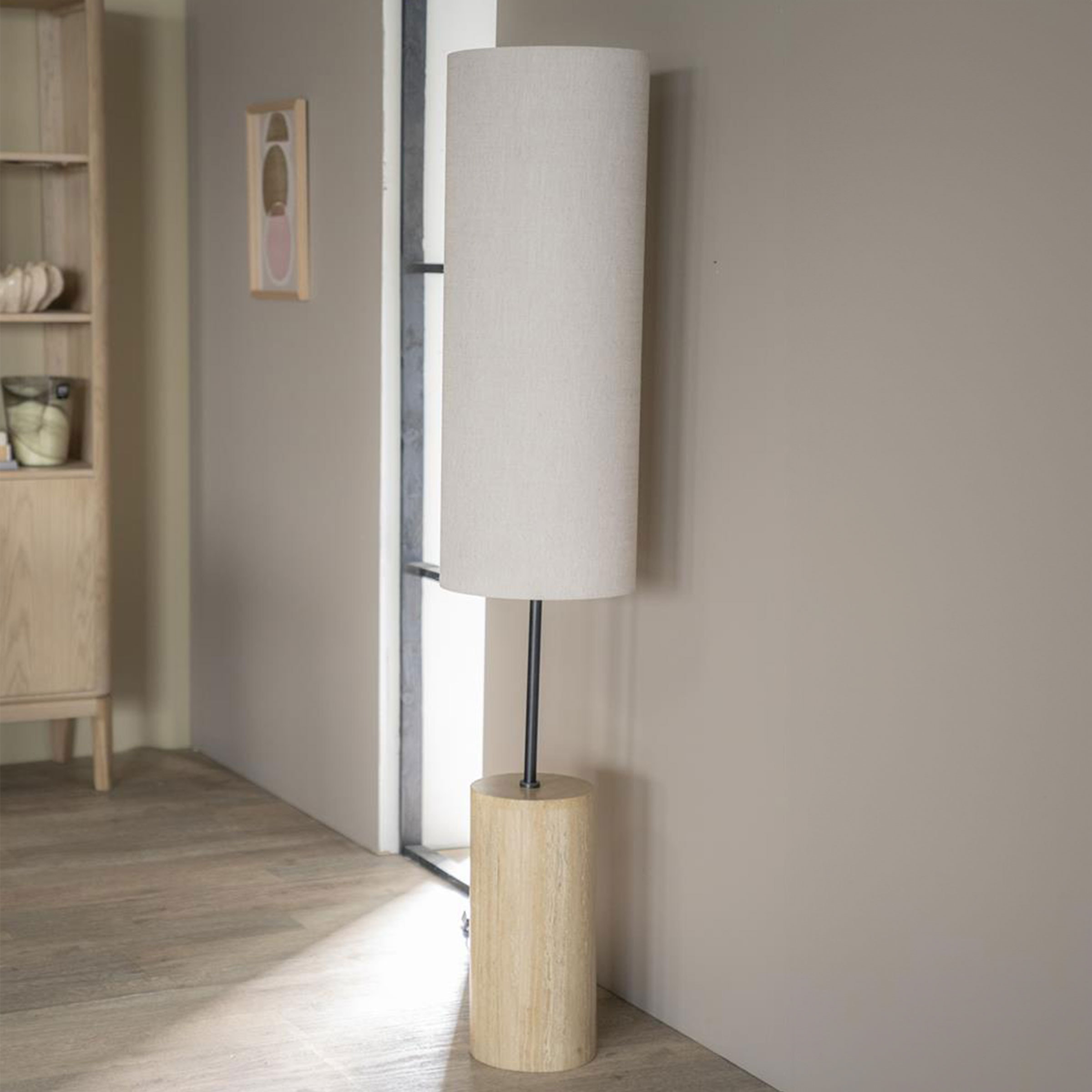 By-Boo Vloerlamp Amara Travertin en Linnen