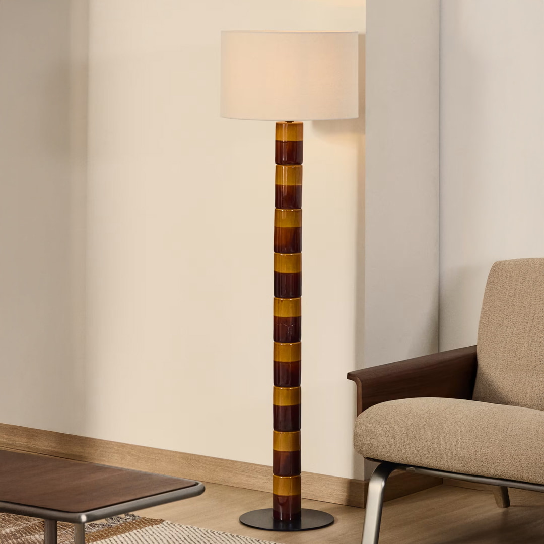 Kave Home Vloerlamp Mavran Keramiek en stof - Meerkleurig
